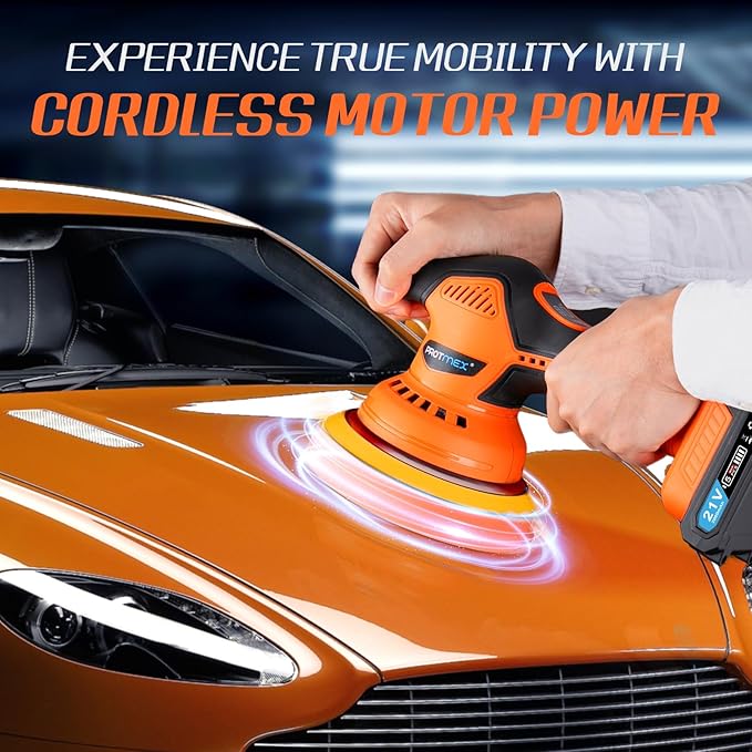 Cordless Car Buffer Polisher with 2x2000mAh 21V Batteries, 6 Inch Car buffer Waxer Kit